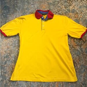 Bullock & Jones Men's Polo, Yellow Red Blue Colorblock, M